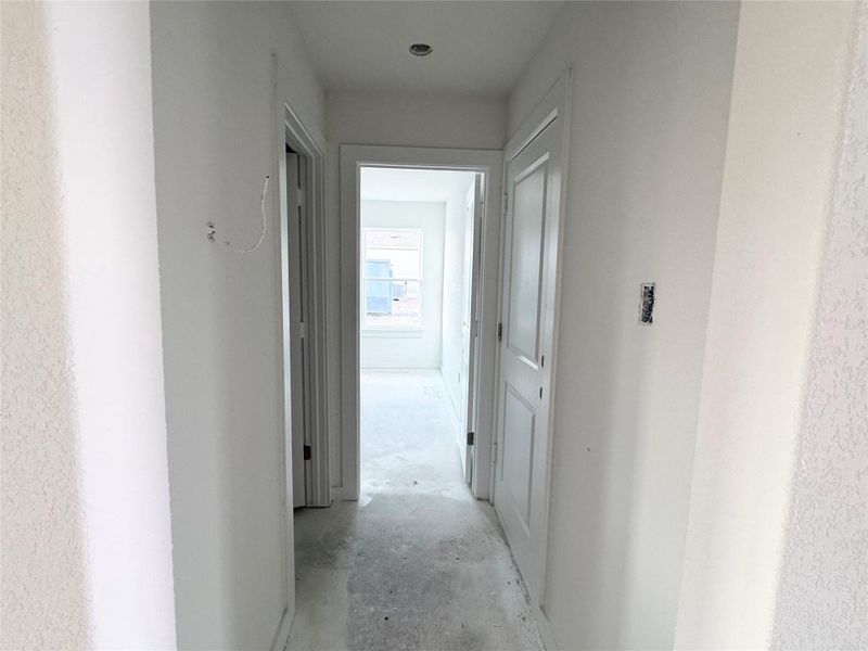 Corridor with concrete floors