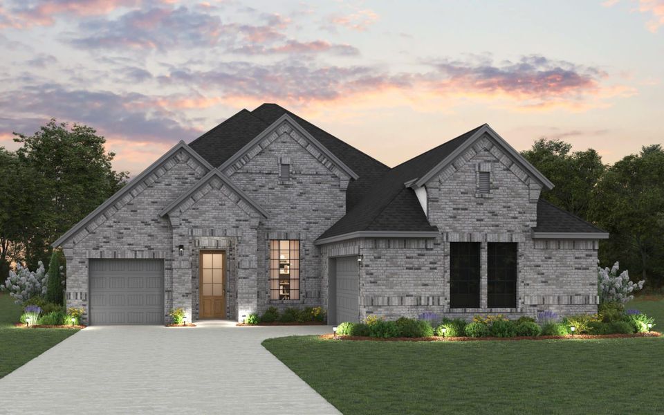 Representative exterior photo of a completed home built from the Farris by Chesmar Homes in The Grove at Blackhawk, Pflugerville, TX (Image 1).