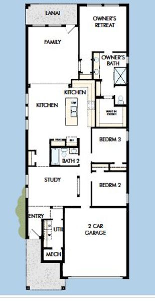 2D floor plan layout for the The Queensgate by David Weekley Homes in Vistera of Venice – Garden Series, Nokomis, FL (Image 7). 2D floor plan layout for the The Queensgate by David Weekley Homes in Vistera of Venice – Garden Series, Nokomis, FL (Image 7).