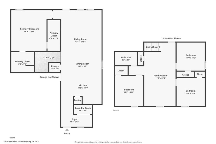 2D floor plan layout of this home in Friendship Oaks, Fredericksburg, TX (Image 4).