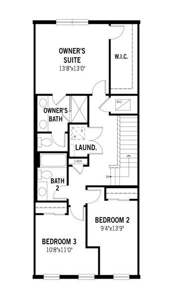 2D floor plan layout of this home in Newfield - Rosette Park Townhomes and Villas, Palm City, FL (Image 3).