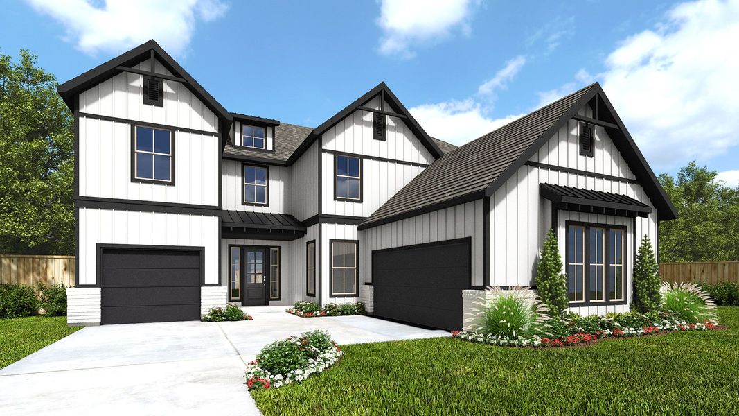 Representative exterior photo of a completed home built from the 567A by Britton Homes in Fields 60', Frisco, TX (Image 4). Representative exterior photo of a completed home built from the 567A by Britton Homes in Fields 60', Frisco, TX (Image 4).