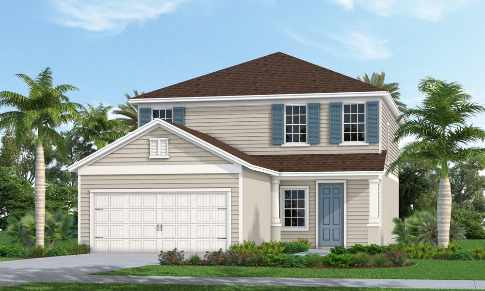 Representative exterior photo of a completed home built from the Honor by Neal Communities in Wildleaf, Parrish, FL (Image 1). Representative exterior photo of a completed home built from the Honor by Neal Communities in Wildleaf, Parrish, FL (Image 1).