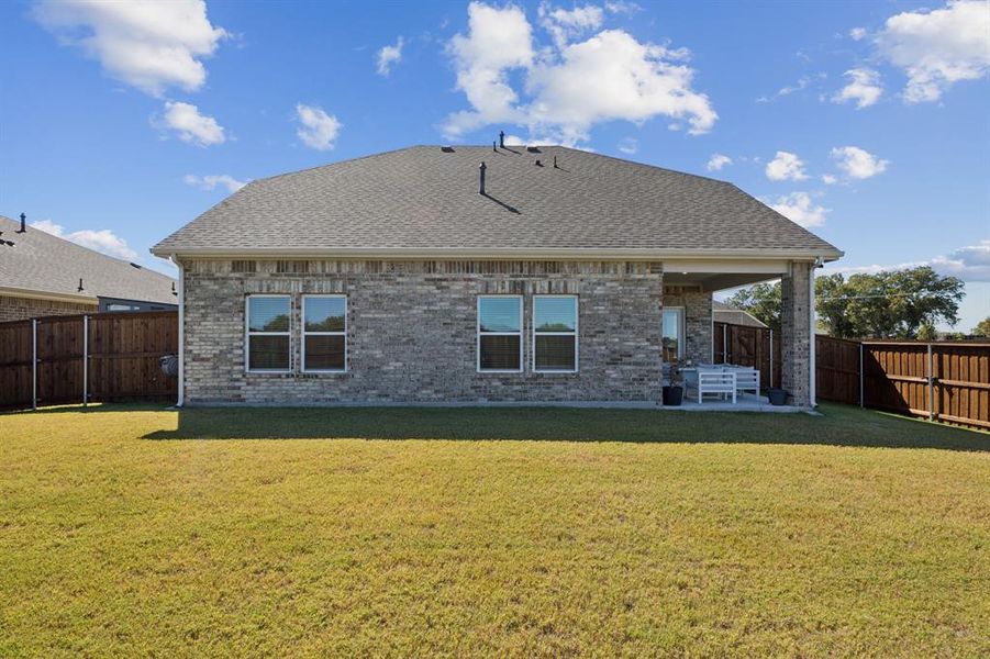 Exterior details and patio area of a home in Prestige Collection at Overland Grove, Forney (Image 3). Exterior details and patio area of a home in Prestige Collection at Overland Grove, Forney (Image 3).