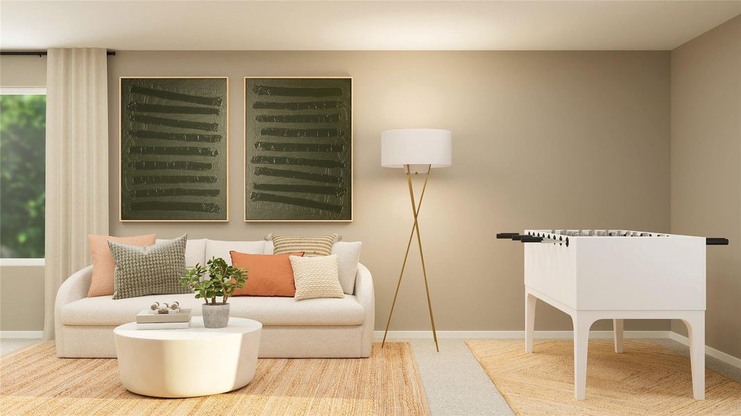 Furnished interior view inside a new home in Pradera: Watermill Collection, Uhland (Image 8). Furnished interior view inside a new home in Pradera: Watermill Collection, Uhland (Image 8).