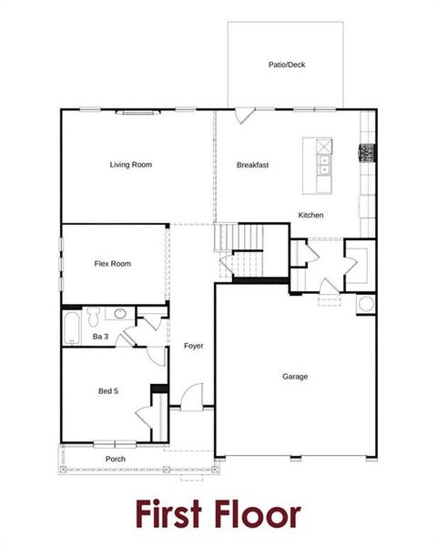 2D floor plan layout of this home in Pinecrest Ridge, Dacula, GA (Image 5).
