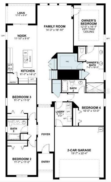 2D floor plan layout of this home in Bay Lake Farms, St. Cloud, FL (Image 2).