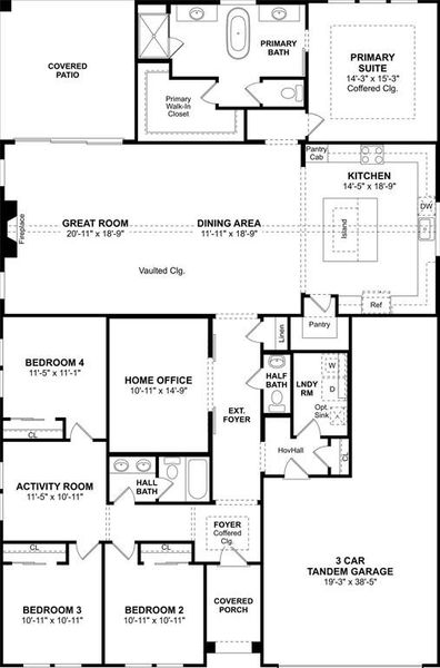 2D floor plan layout of this home in Timberbrook, Justin, TX (Image 3).