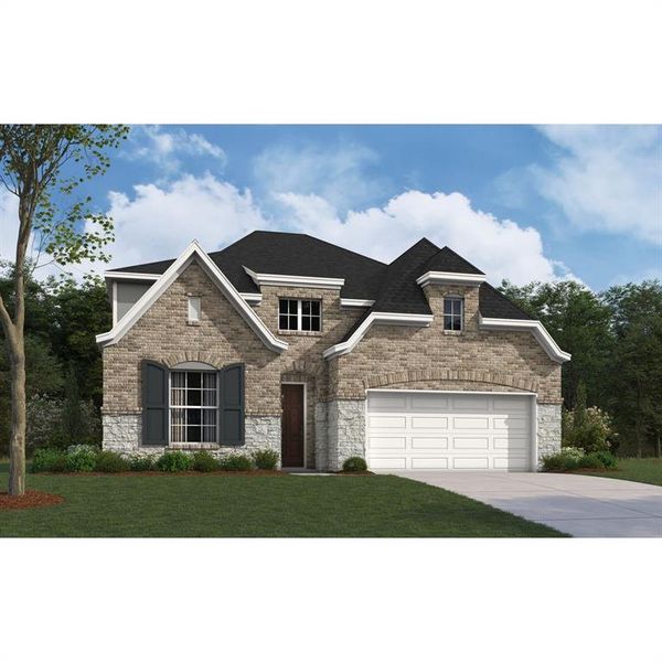 Front exterior of a new home in Lily Creek at Sutton Fields, Aubrey, TX, highlighting curb appeal (Image 11).