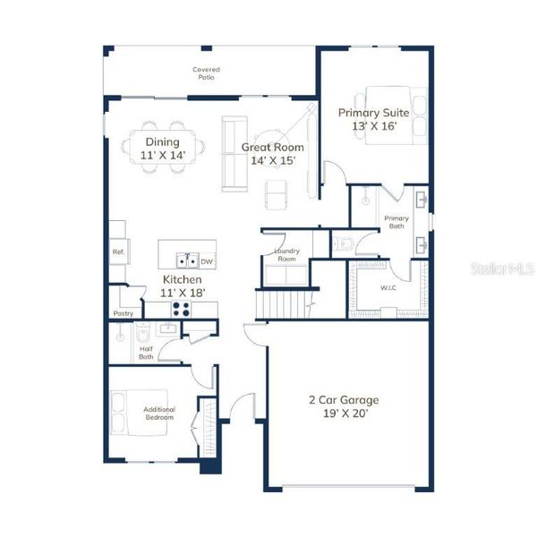 2D floor plan layout of this home in , Dunnellon, FL (Image 2).