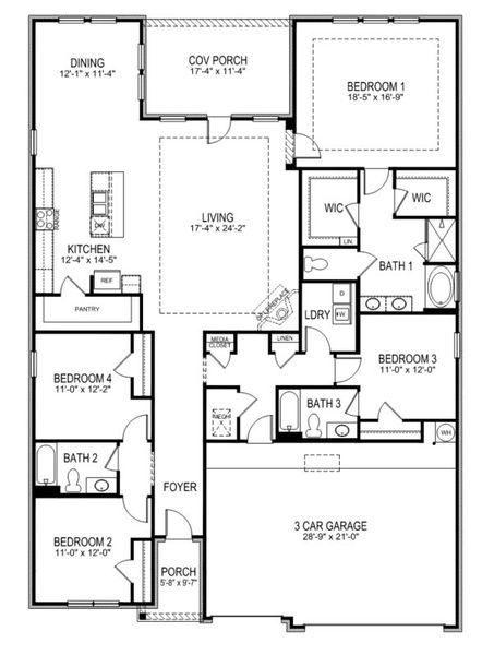 2D floor plan layout for the Plan by D.R. Horton in Hedge Rose, Somerville, TN (Image 3).