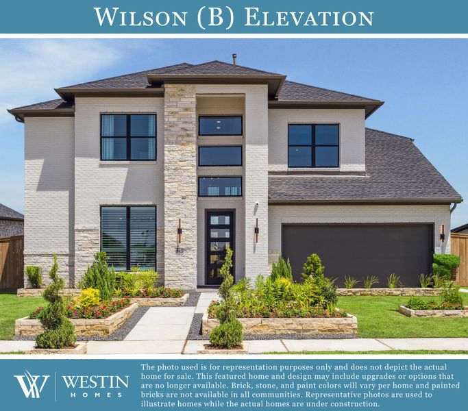 Front exterior of a new home in Brookewater, Rosenberg, TX, highlighting curb appeal (Image 1). Front exterior of a new home in Brookewater, Rosenberg, TX, highlighting curb appeal (Image 1).