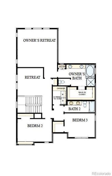 2D floor plan layout of this home in Painted Prairie Cottage, Aurora, CO (Image 3).