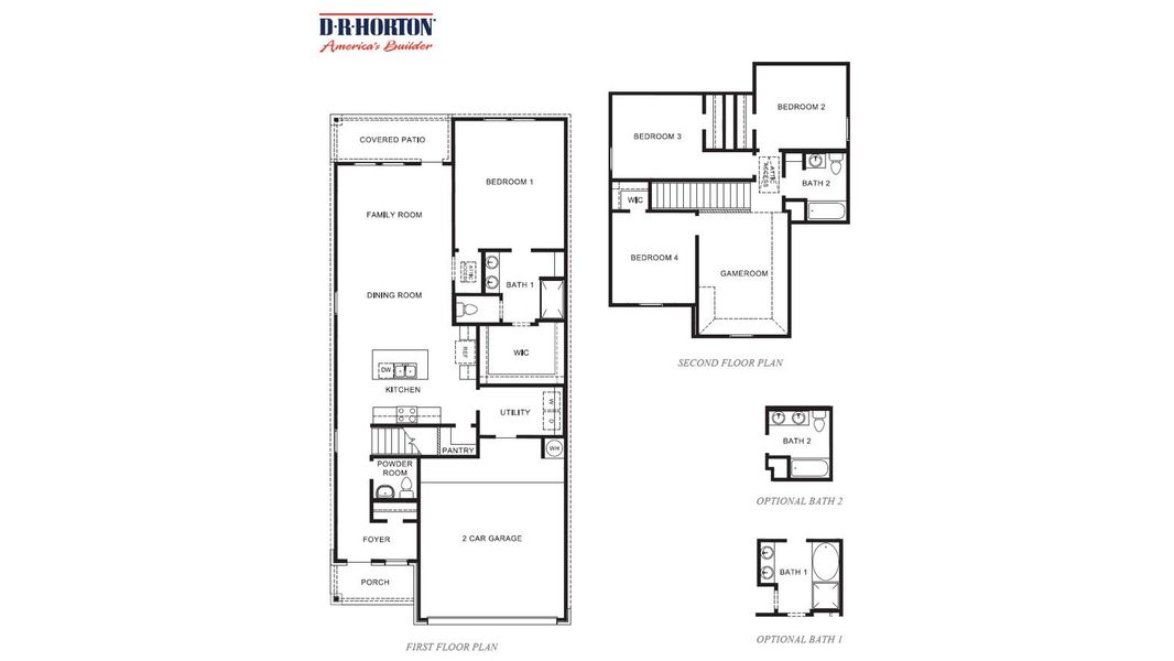 2D floor plan layout for the Hanna by D.R. Horton in Tamarron, Brookshire, TX (Image 3).