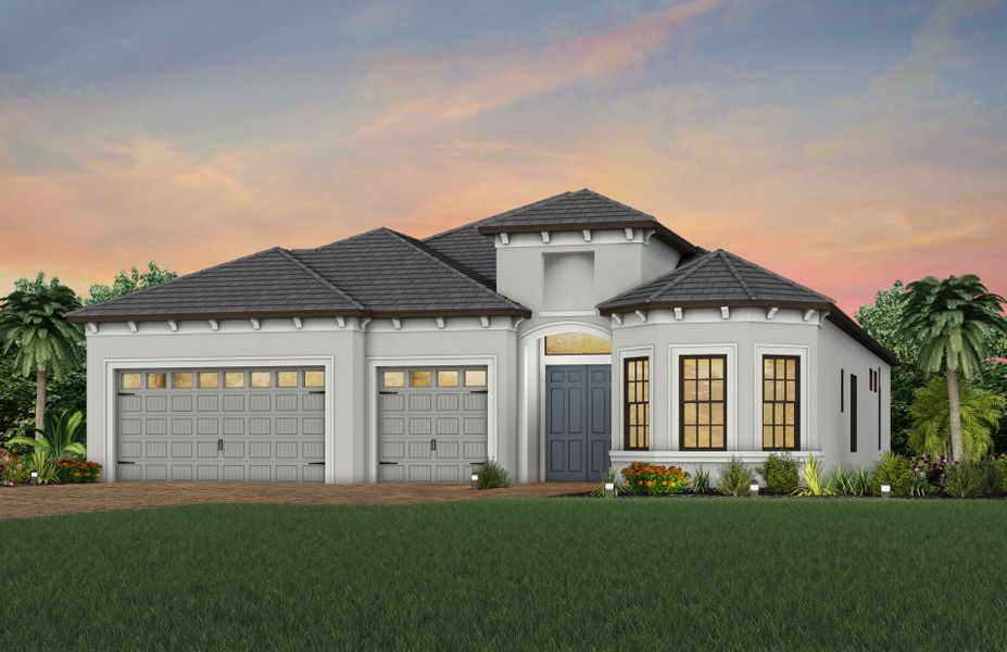 Representative exterior photo of a completed home built from the Layton by DiVosta in Terreno, Naples, FL (Image 2).