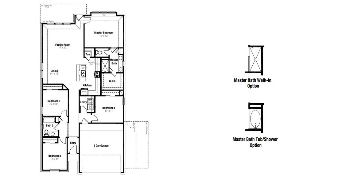 2D floor plan layout for the Lanport by Scott Felder Homes in East View Farms, Georgetown, TX (Image 4).