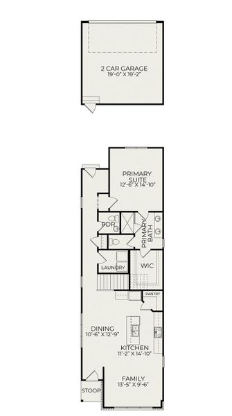2D floor plan layout for the Alder A by Homes by Dickerson in Chatham Park, Pittsboro, NC (Image 2). 2D floor plan layout for the Alder A by Homes by Dickerson in Chatham Park, Pittsboro, NC (Image 2).