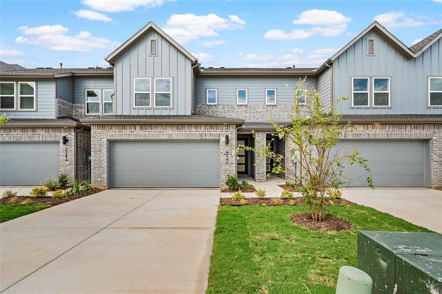 Front exterior of a new home in Enclave at Chadwick Farms, Northlake, TX, highlighting curb appeal (Image 1). Front exterior of a new home in Enclave at Chadwick Farms, Northlake, TX, highlighting curb appeal (Image 1).