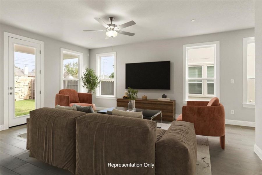 Representative furnished interior of a home built from the Clear Creek 1668 by Brohn Homes in Clear Creek, Round Rock (Image 5).