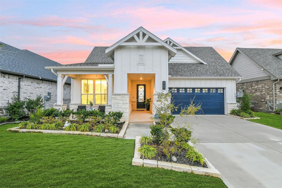 Front exterior of a new home in Del Webb in Chambers Creek, Willis, TX, highlighting curb appeal (Image 1). Front exterior of a new home in Del Webb in Chambers Creek, Willis, TX, highlighting curb appeal (Image 1).