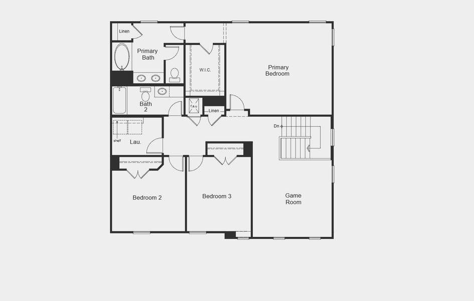 2D floor plan layout for the 2444 Modeled by KB Home in Watermill-Classic Collection, Uhland, TX (Image 16).