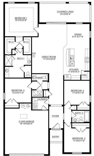 2D floor plan layout of this home in Seagrass - Express & Tradition, Punta Gorda, FL (Image 3).