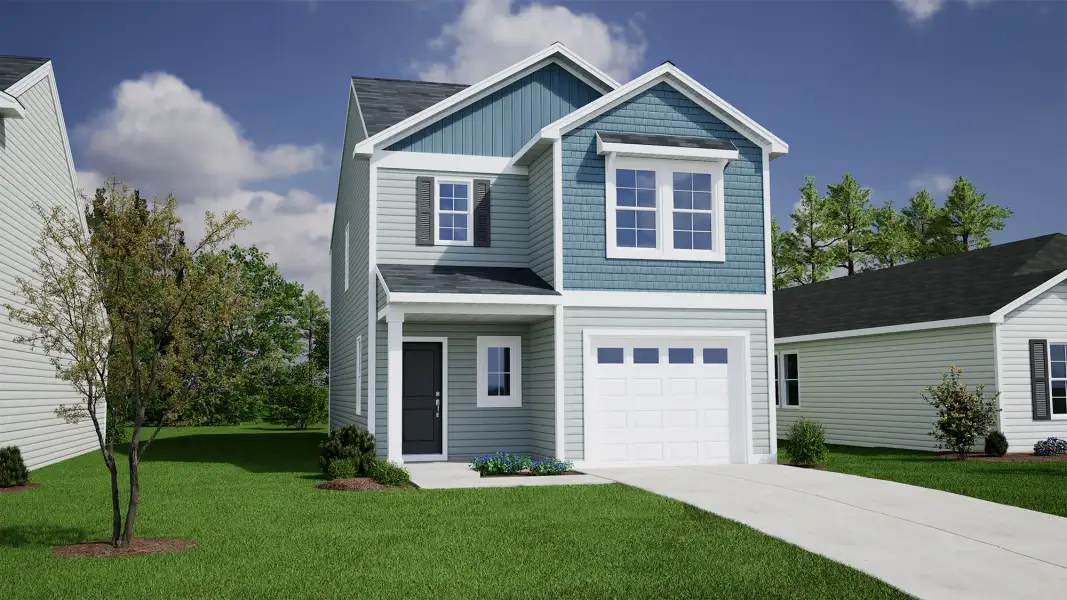 Representative exterior photo of a completed home built from the Dawson - Genesis Value Collection by Mungo Homes in Hidden Springs, Lexington, SC (Image 13).