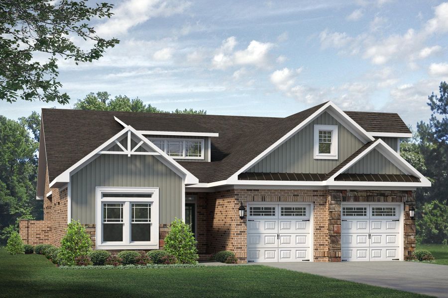 Representative exterior photo of a completed home built from the Ellington by Keystone Homes NC in Weybridge, Burlington, NC (Image 1). Representative exterior photo of a completed home built from the Ellington by Keystone Homes NC in Weybridge, Burlington, NC (Image 1).