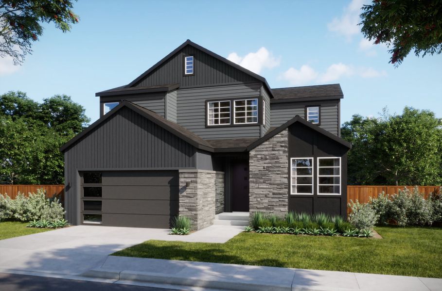 Representative exterior photo of a completed home built from the Perch by Trumark Homes in Trumark Homes at Tanterra, Parker, CO (Image 20).