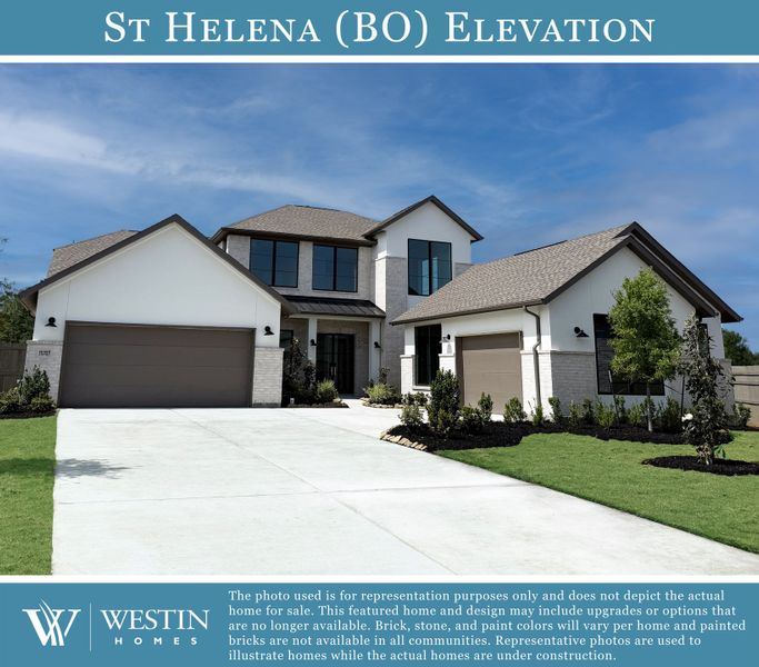 Representative exterior photo of a completed home built from the The St. Helena by Westin Homes in ARTAVIA® - 65' Art Collection, Conroe, TX (Image 13). Representative exterior photo of a completed home built from the The St. Helena by Westin Homes in ARTAVIA® - 65' Art Collection, Conroe, TX (Image 13).