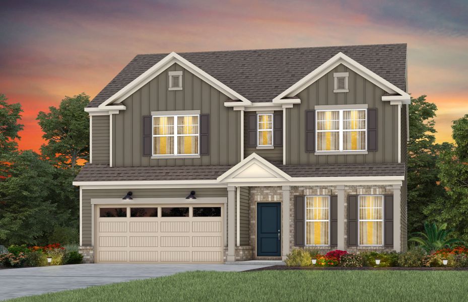 Front exterior of a new home in Kinsdale, Lancaster, SC, highlighting curb appeal (Image 25). Front exterior of a new home in Kinsdale, Lancaster, SC, highlighting curb appeal (Image 25).
