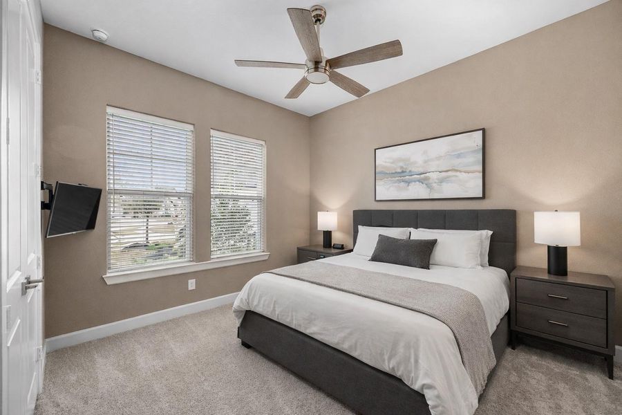 Spacious secondary bedrooms with upgraded plush carpet