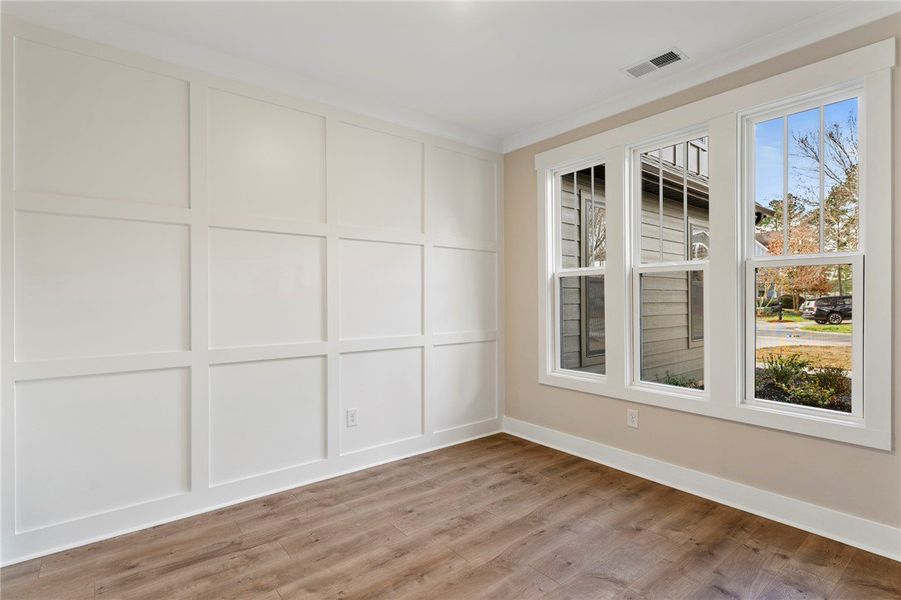 This modern kitchen features a spacious island and