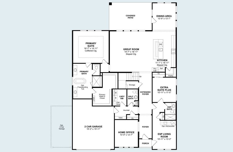 2D floor plan layout for the Munich ESP by K. Hovnanian® Homes in Westland Ranch - 70' Homesites, League City, TX (Image 16). 2D floor plan layout for the Munich ESP by K. Hovnanian® Homes in Westland Ranch - 70' Homesites, League City, TX (Image 16).