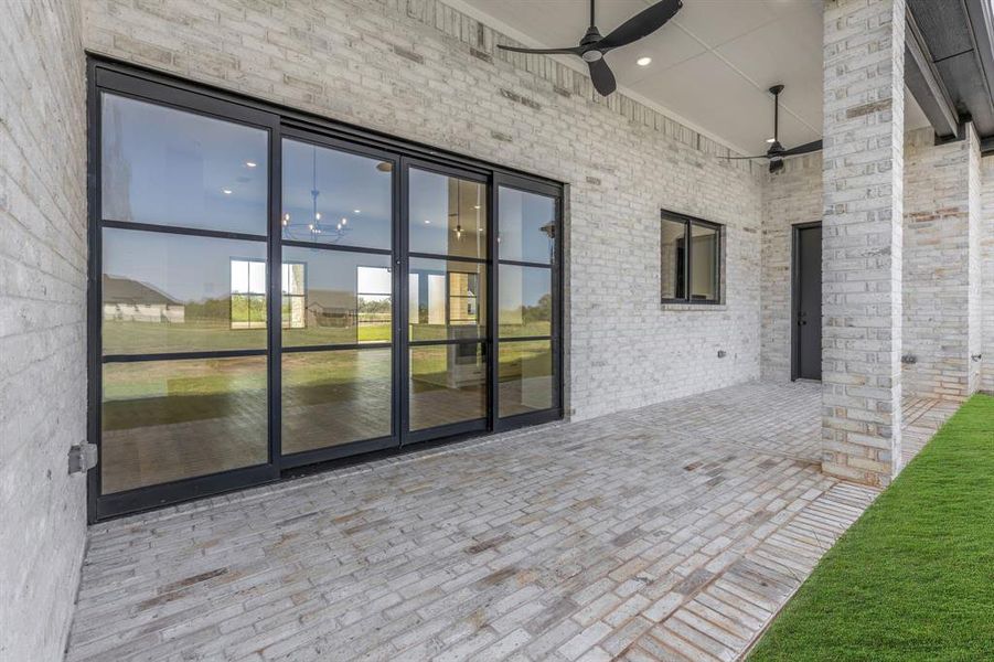 Patio featuring ceiling fan