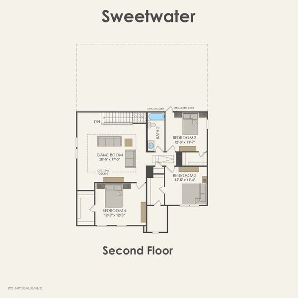 2D floor plan layout for the Sweetwater by Pulte Homes in Sonoma Verde, Rockwall, TX (Image 5). 2D floor plan layout for the Sweetwater by Pulte Homes in Sonoma Verde, Rockwall, TX (Image 5).