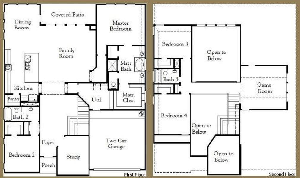 2D floor plan layout of this home in Lariat, Liberty Hill, TX (Image 4).