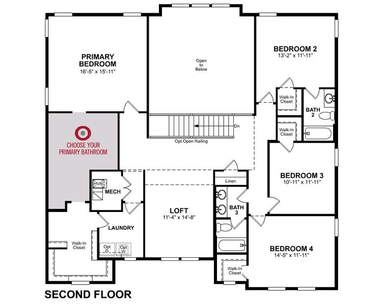 2D floor plan layout for the Yonah by Beazer Homes in Estates at Daves Creek, Cumming, GA (Image 4).