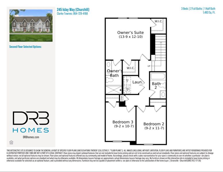 2D floor plan layout of this home in Clarke Townes, Anderson, SC (Image 6).