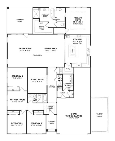 2D floor plan layout for the Frankfurt by K. Hovnanian® Homes in Heath Golf & Yacht Estates, Heath, TX (Image 3).