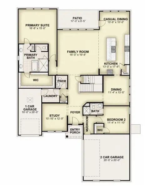 2D floor plan layout for the Alexander - 60 Ft Home Site by Rockwell Homes in Nelson Lake Estates, Rockwall, TX (Image 5).