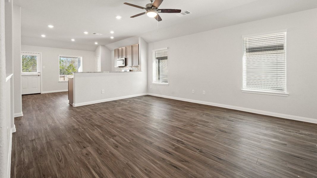 Family Room to Kitchen and Dining Area