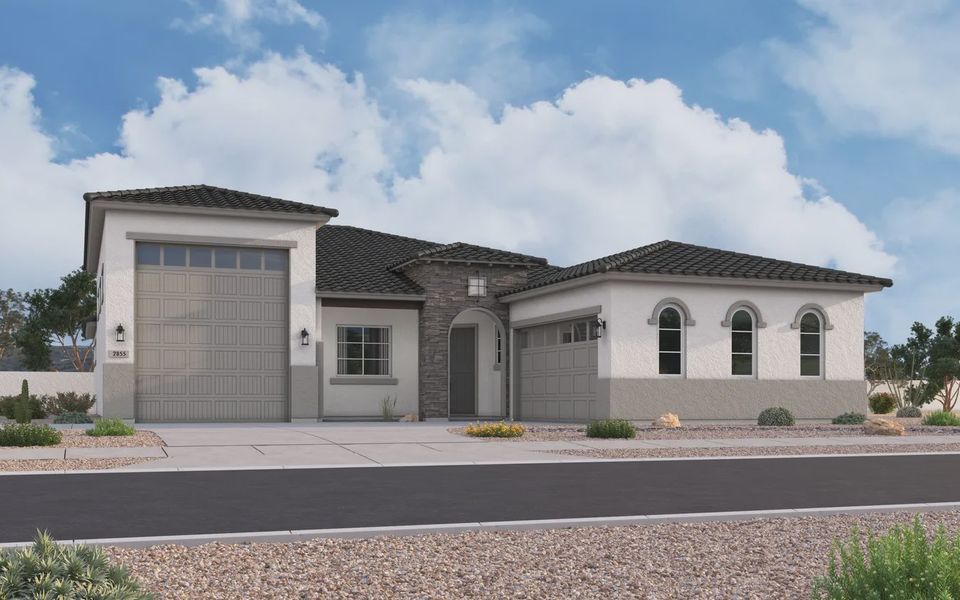 Representative exterior photo of a completed home built from the Carter by Elliott Homes in Valencia at Granite Vista, Waddell, AZ (Image 23). Representative exterior photo of a completed home built from the Carter by Elliott Homes in Valencia at Granite Vista, Waddell, AZ (Image 23).