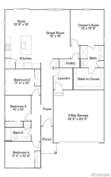 2D floor plan layout of this home in Eastcreek Farm: The Camden Collection, Thornton, CO (Image 2). 2D floor plan layout of this home in Eastcreek Farm: The Camden Collection, Thornton, CO (Image 2).
