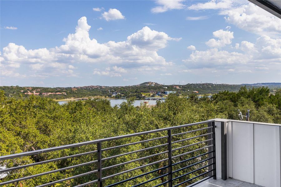 Balcony with a water view