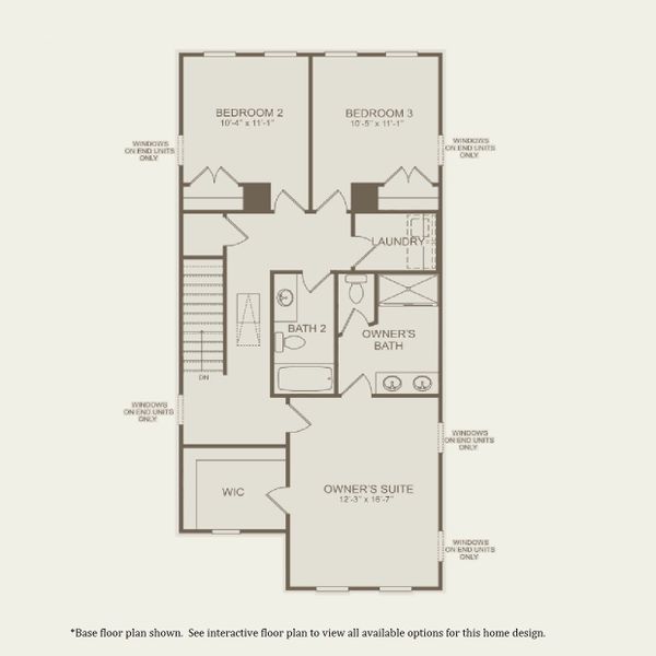 2D floor plan layout for the Byrnes 2-Story by Pulte Homes in Alston Park, Greenville, SC (Image 5).