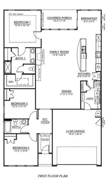 2D floor plan layout of this home in Seven Oaks, Greenwood, SC (Image 3).