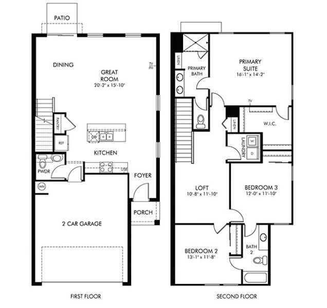 2D floor plan layout for the Windsor by Meritage Homes in Bradford Park, Ormond Beach, FL (Image 3).
