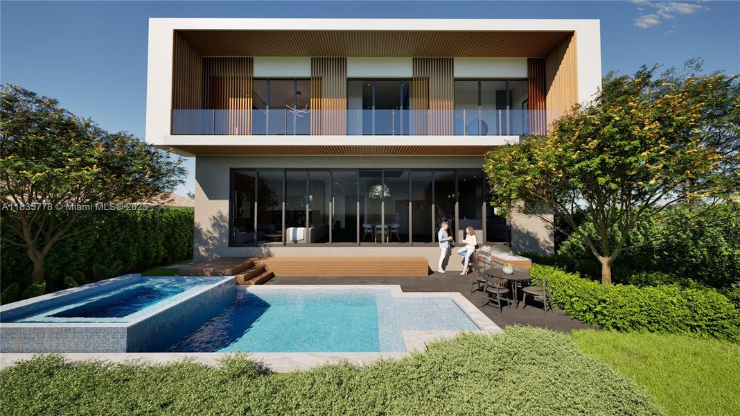 Exterior details and patio area of a home in , Miami Beach (Image 2). Exterior details and patio area of a home in , Miami Beach (Image 2).