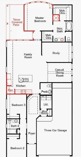 2D floor plan layout of this home in The Highlands 45', Porter, TX (Image 2). 2D floor plan layout of this home in The Highlands 45', Porter, TX (Image 2).
